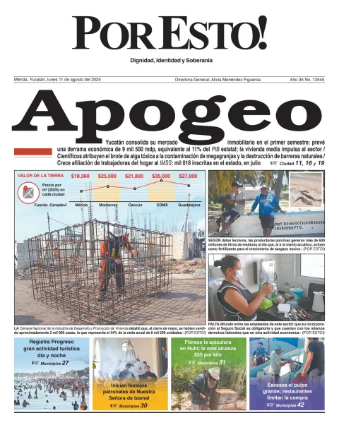 Portada de Por Esto (merida, Yucatan) del lunes, 11 de agosto de 2025