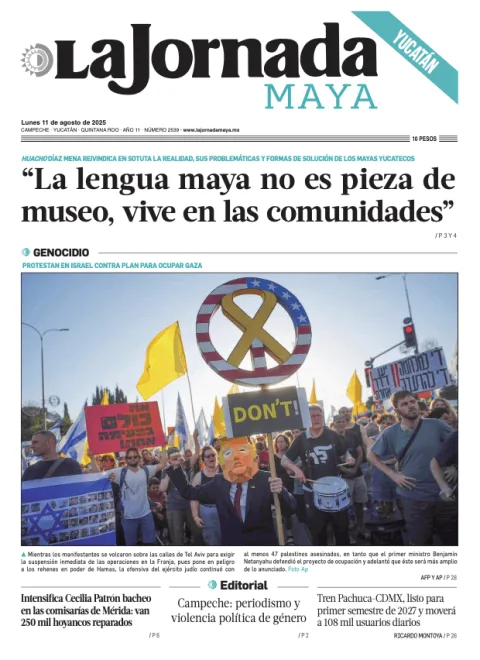 Portada de La Jornada Maya Yucatán del lunes, 11 de agosto de 2025