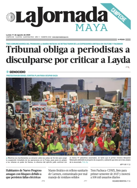 Portada de La Jornada Maya Campeche del lunes, 11 de agosto de 2025