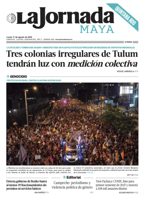 Portada de La Jornada Maya Quintana Roo del lunes, 11 de agosto de 2025