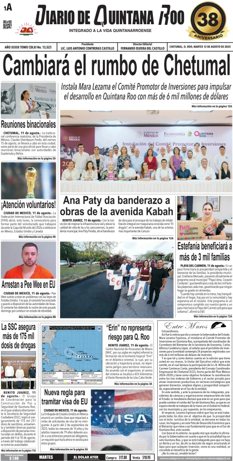 Portada de Diario de Quintana Roo (portada)