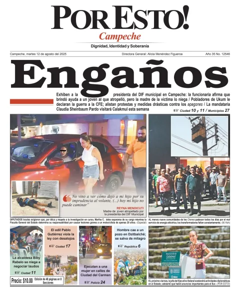 Portada de Por Esto (campeche) del martes, 12 de agosto de 2025