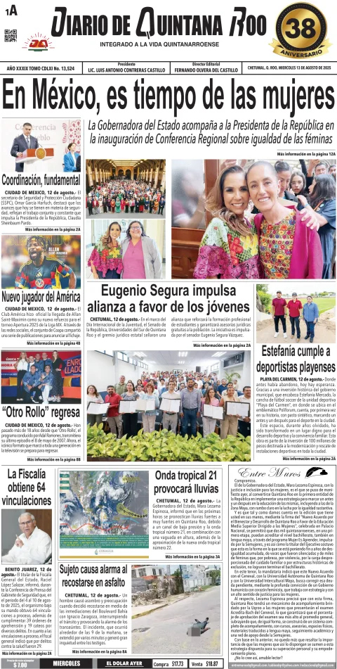 Portada de Diario de Quintana Roo (portada)