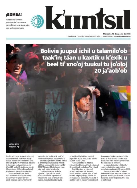 Portada de La Jornada - Kiintsil del miércoles, 13 de agosto de 2025