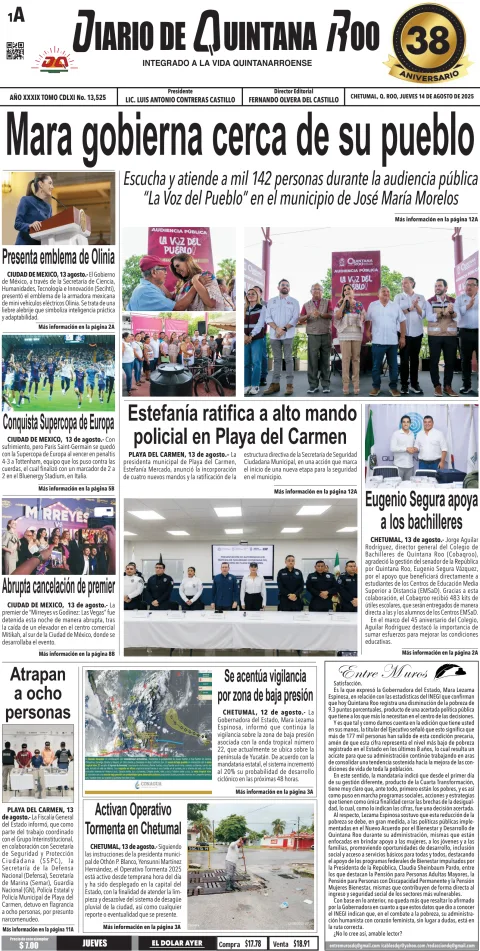 Portada de Diario de Quintana Roo (portada)