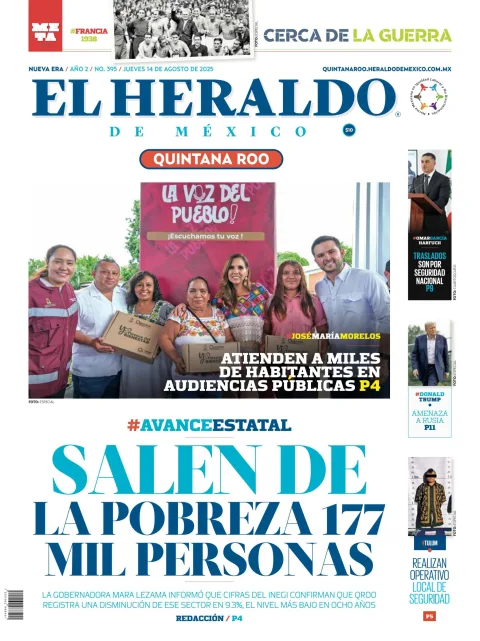 Portada de El Heraldo de Mexico - Quintana Roo