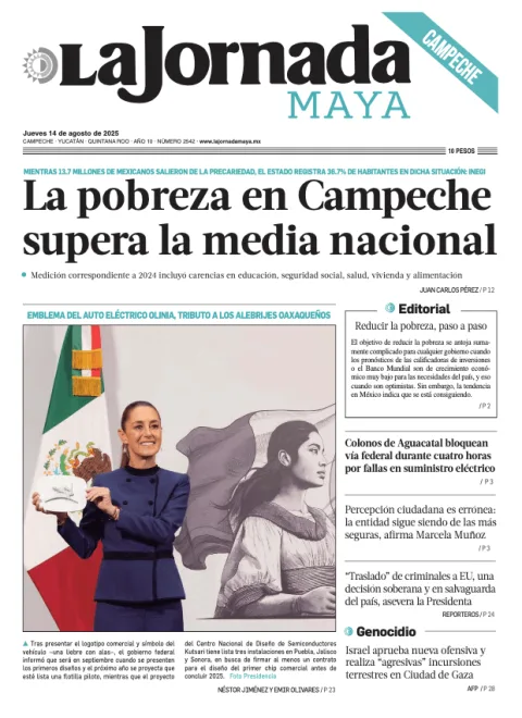 Portada de La Jornada Maya Campeche del jueves, 14 de agosto de 2025