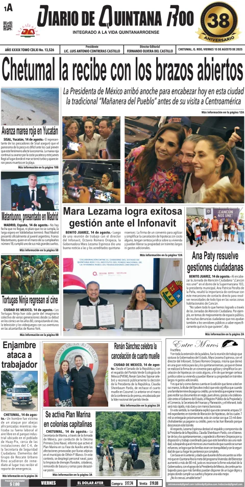 Portada de Diario de Quintana Roo (portada)