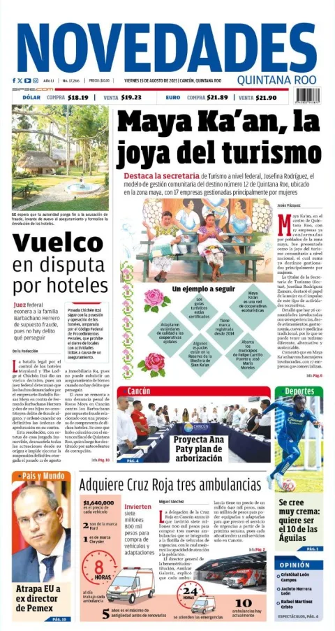 Portada de Novedades Quintana Roo