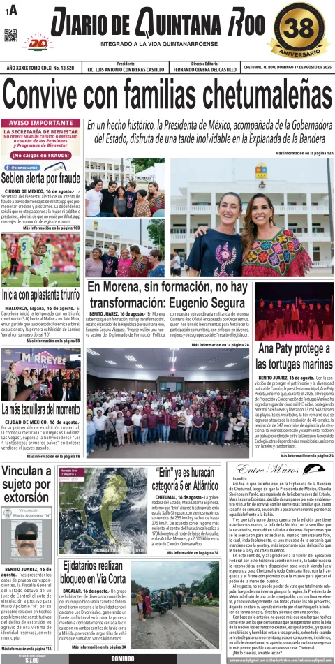 Portada de Diario de Quintana Roo (portada)