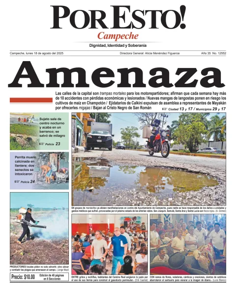 Portada de Por Esto (campeche) del lunes, 18 de agosto de 2025