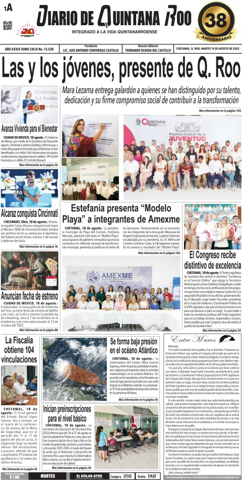 Portada de Diario de Quintana Roo (portada)