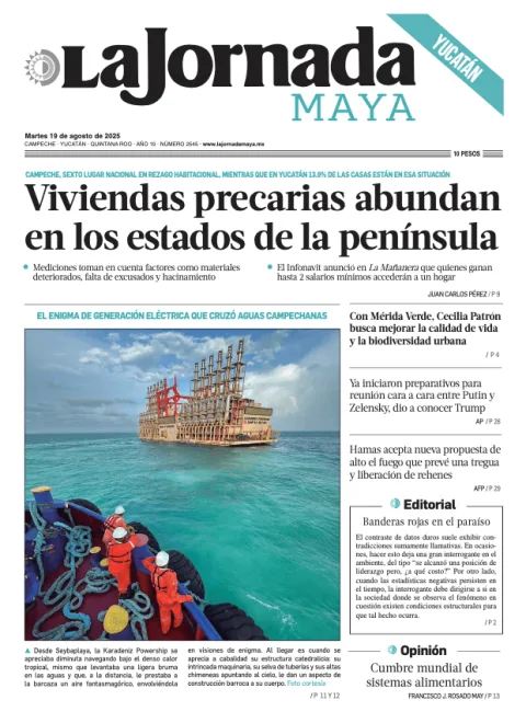 Portada de La Jornada Maya Yucatán del martes, 19 de agosto de 2025