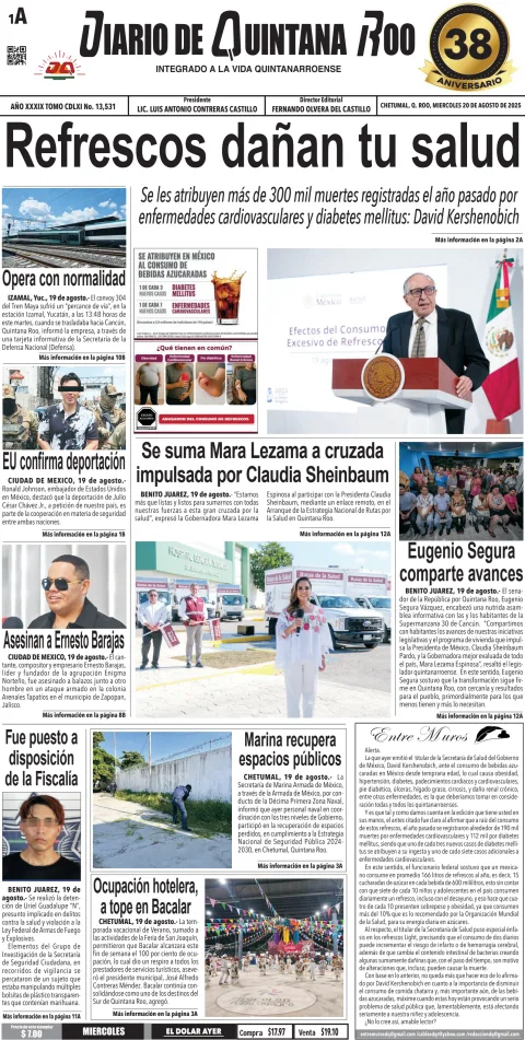 Portada de Diario de Quintana Roo (portada)