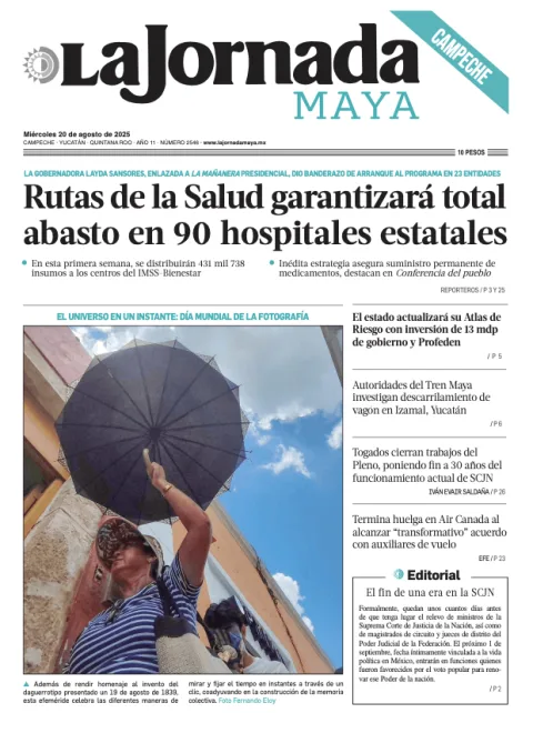 Portada de La Jornada Maya Campeche del miércoles, 20 de agosto de 2025