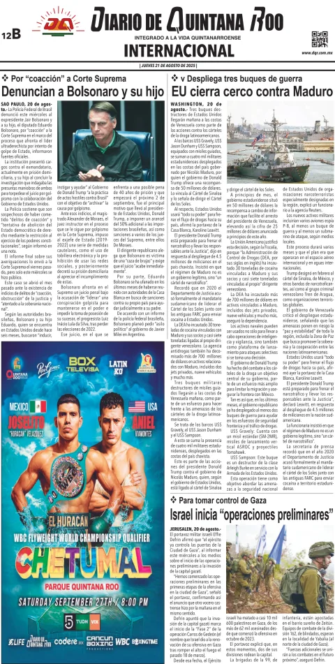 Portada de Diario de Quintana Roo (contra Portada)