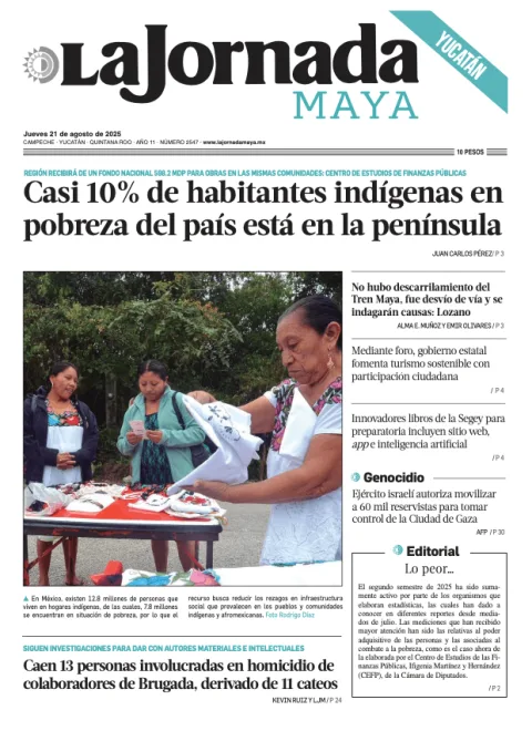 Portada de La Jornada Maya Yucatán del jueves, 21 de agosto de 2025