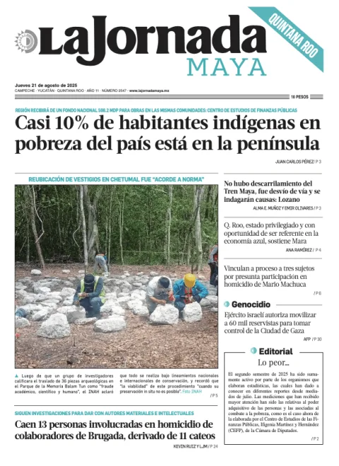 Portada de La Jornada Maya Quintana Roo del jueves, 21 de agosto de 2025