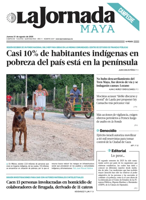 Portada de La Jornada Maya Campeche del jueves, 21 de agosto de 2025