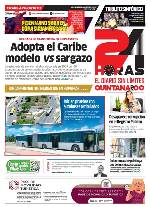 Portada de 24 Horas Quintana Roo