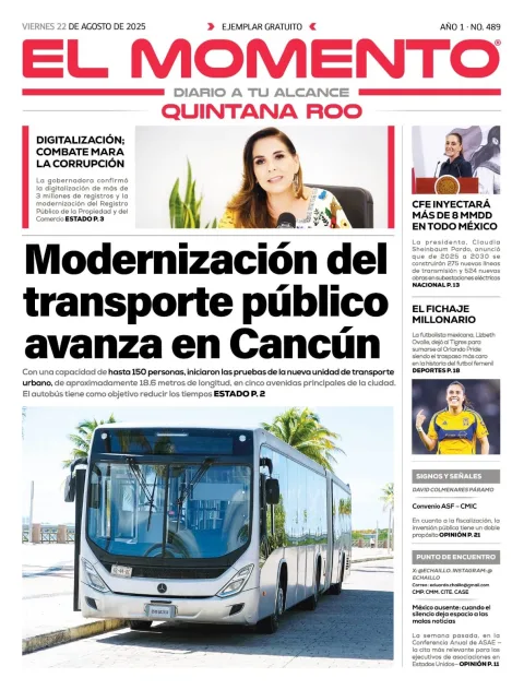 Portada de El Momento Quintana Roo