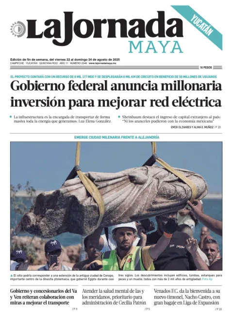 Portada de La Jornada Maya Yucatán del viernes, 22 de agosto de 2025