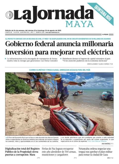 Portada de La Jornada Maya Quintana Roo del viernes, 22 de agosto de 2025