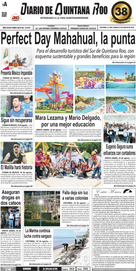 Portada de Diario de Quintana Roo (portada)