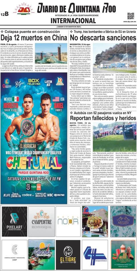 Portada de Diario de Quintana Roo (contra Portada)