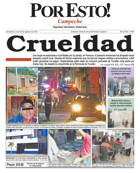 Portada de Por Esto (campeche) del lunes, 25 de agosto de 2025