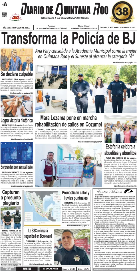 Portada de Diario de Quintana Roo (portada)