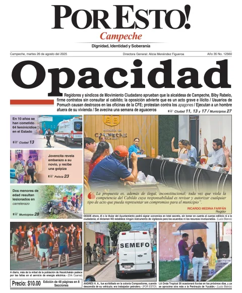 Portada de Por Esto (campeche) del martes, 26 de agosto de 2025