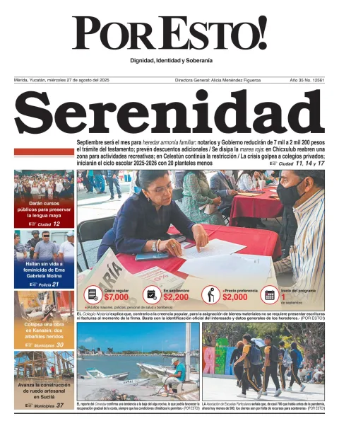 Portada de Por Esto (merida, Yucatan) del miércoles, 27 de agosto de 2025