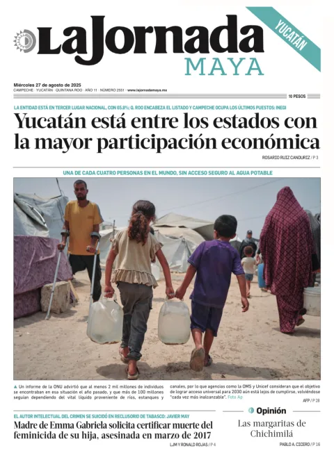 Portada de La Jornada Maya Yucatán del miércoles, 27 de agosto de 2025