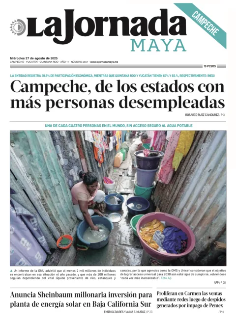 Portada de La Jornada Maya Campeche del miércoles, 27 de agosto de 2025