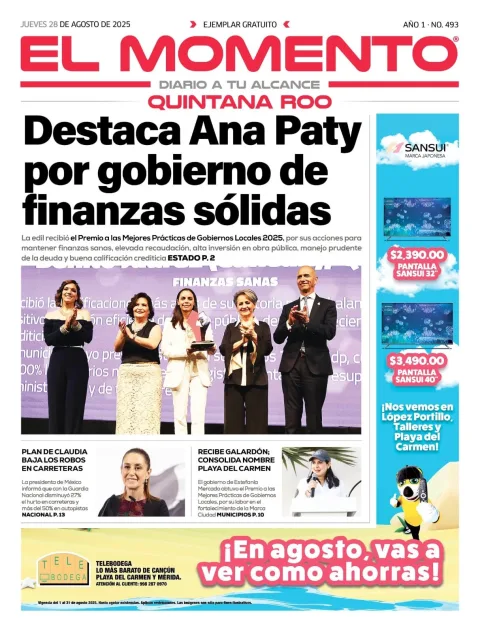 Portada de El Momento Quintana Roo