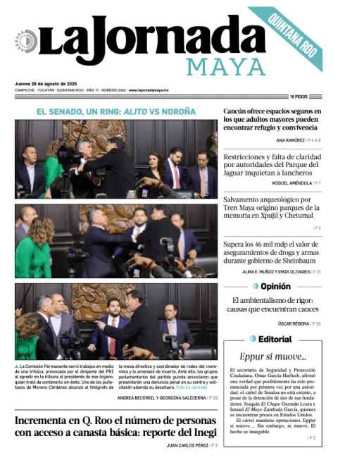 Portada de La Jornada Maya Quintana Roo del jueves, 28 de agosto de 2025