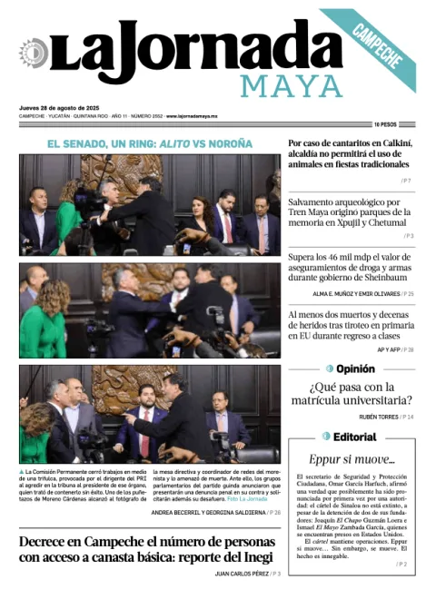 Portada de La Jornada Maya Campeche del jueves, 28 de agosto de 2025