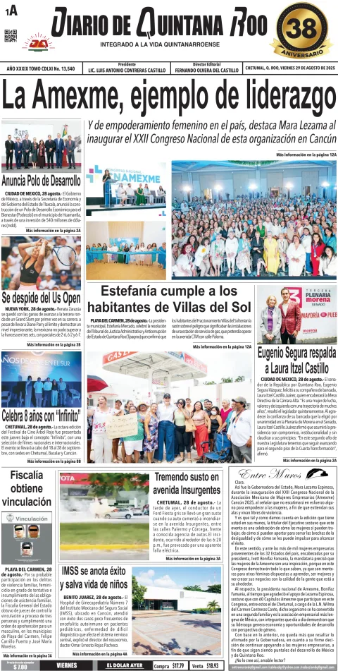 Portada de Diario de Quintana Roo (portada)