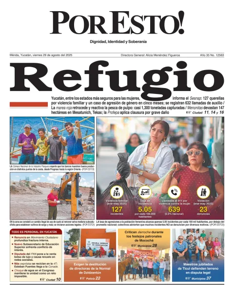 Portada de Por Esto (merida, Yucatan) del viernes, 29 de agosto de 2025