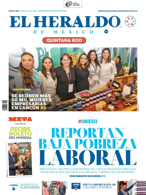 Portada de El Heraldo de Mexico - Quintana Roo del viernes, 29 de agosto de 2025