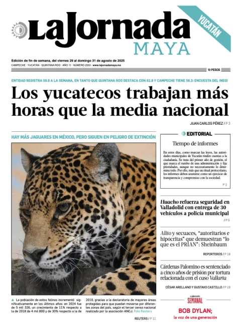 Portada de La Jornada Maya Yucatán del viernes, 29 de agosto de 2025