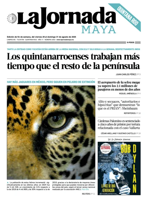 Portada de La Jornada Maya Quintana Roo del viernes, 29 de agosto de 2025