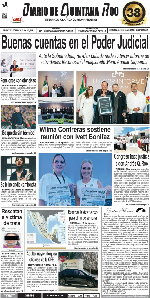 Portada de Diario de Quintana Roo (portada)