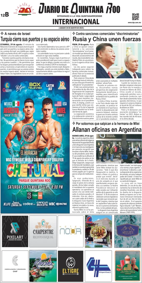 Portada de Diario de Quintana Roo (contra Portada)