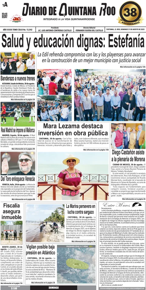 Portada de Diario de Quintana Roo (portada)