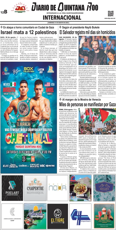 Portada de Diario de Quintana Roo (contra Portada)
