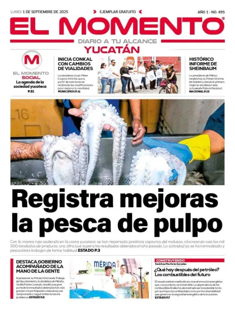 Portada de El Momento Yucatan del lunes, 1 de septiembre de 2025