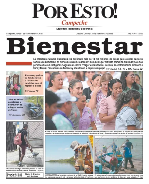 Portada de Por Esto (campeche) del lunes, 1 de septiembre de 2025