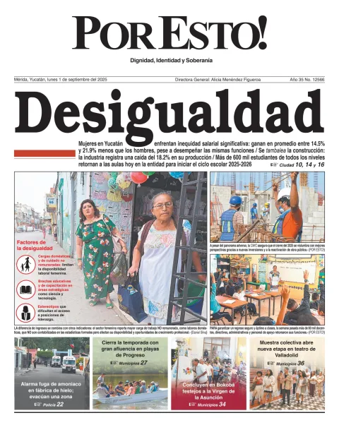 Portada de Por Esto (merida, Yucatan) del lunes, 1 de septiembre de 2025
